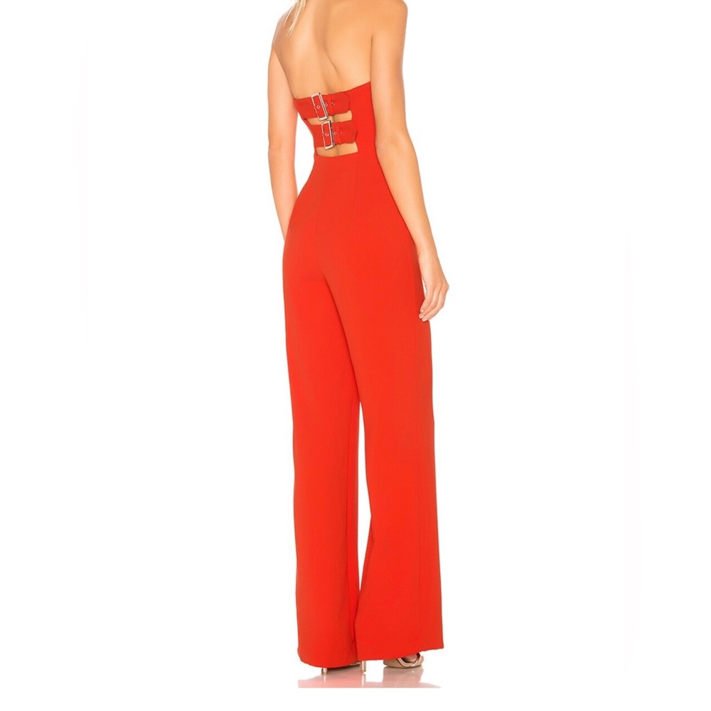 Red/orange strapless jumpsuit